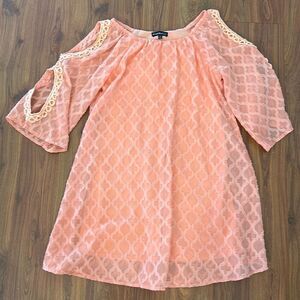 My Michelle peach dress  size girls 12 open sleeve detail cold shoulder detail